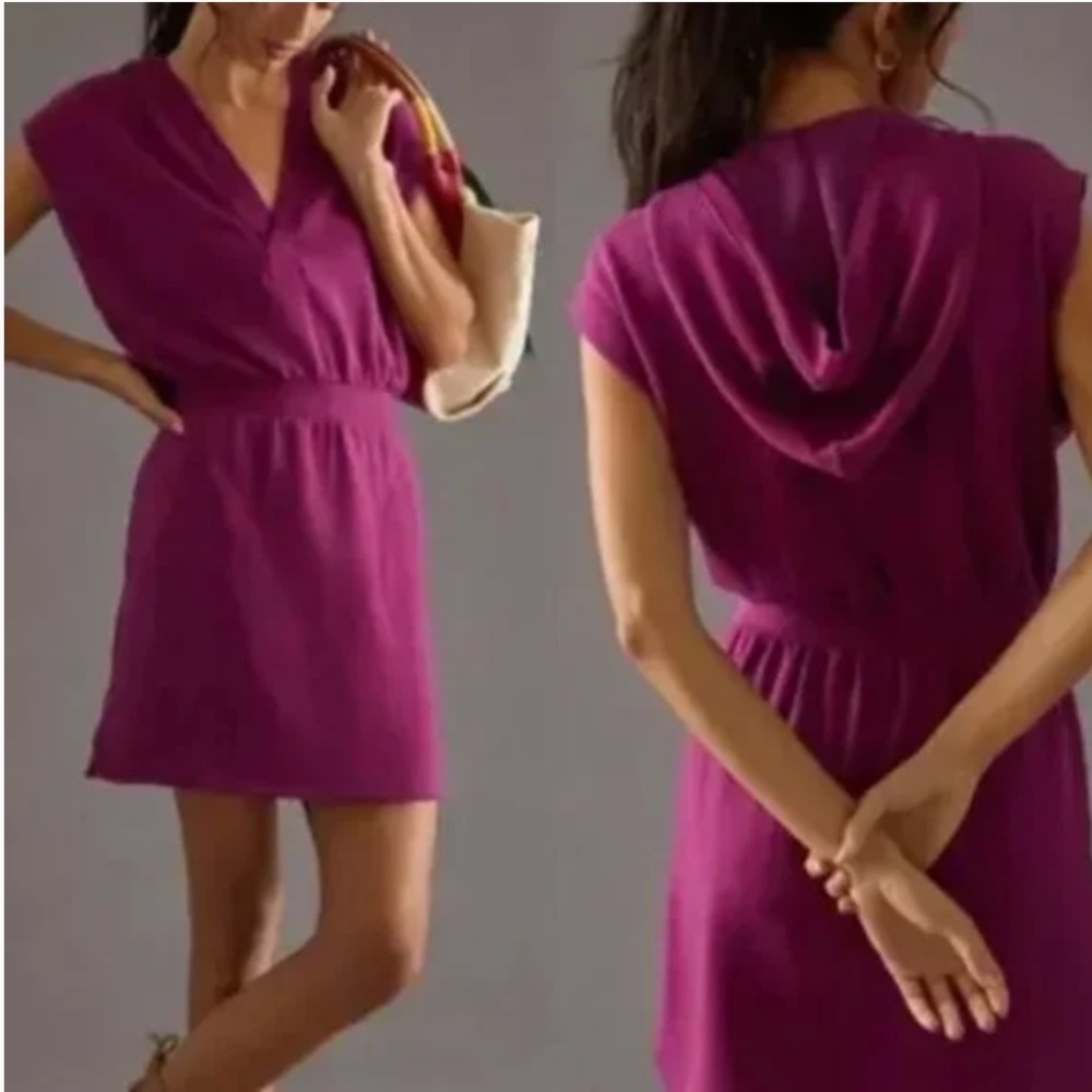 Anthropologie Daily Practice Komi Hooded Mini Lounge Dress - Picture 2 of 8